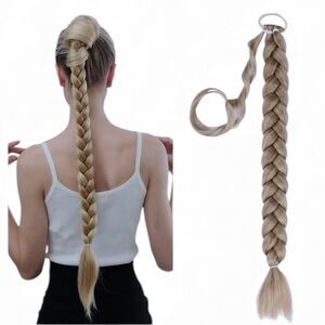 Light Ash Blonde 30” Braided Hair Extension Yaki Straight 2” Wide NEW